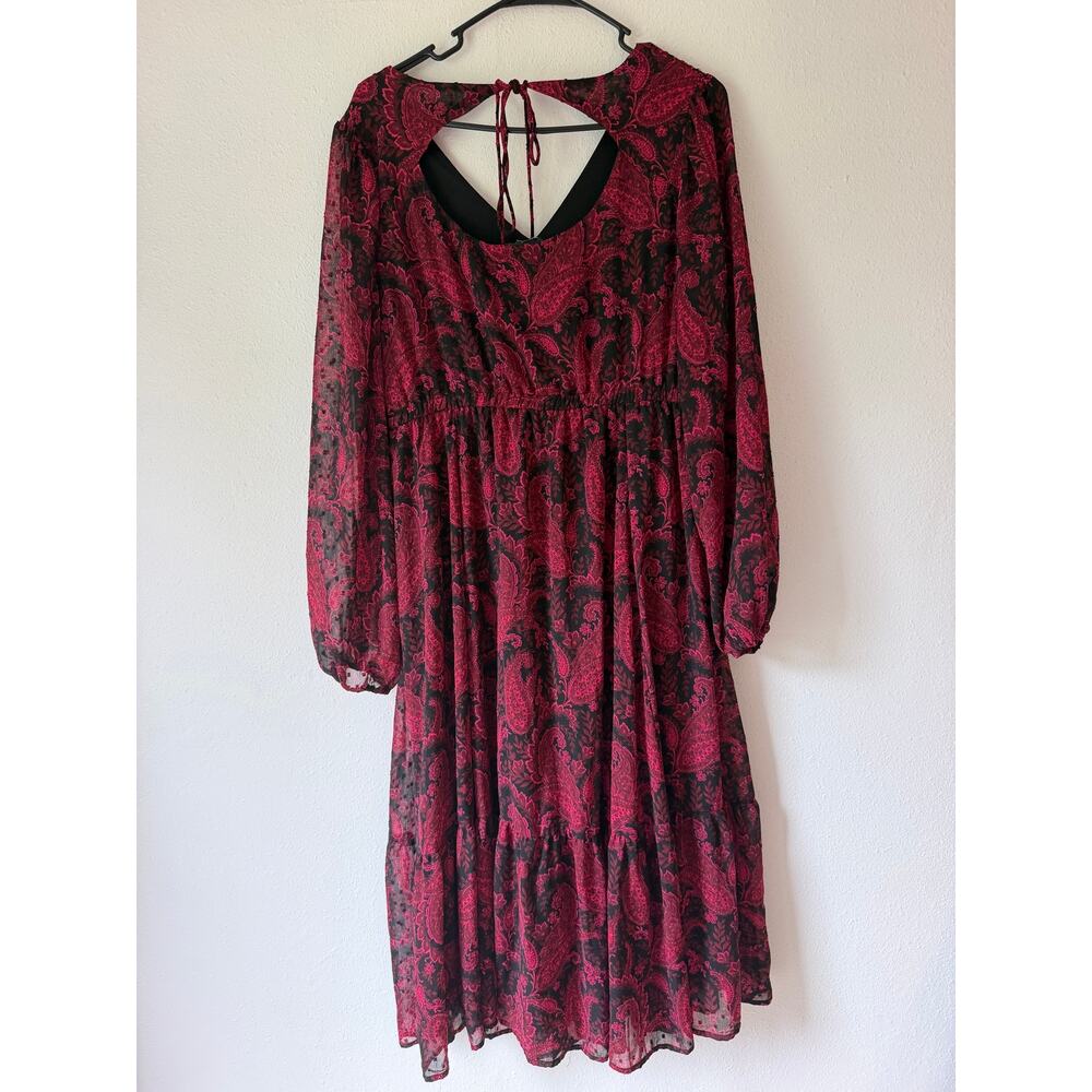 Torrid Black Red Romantic Goth Fairy Grunge Paisley Print Long Sleeve Dress Lrg - Picture 3 of 12
